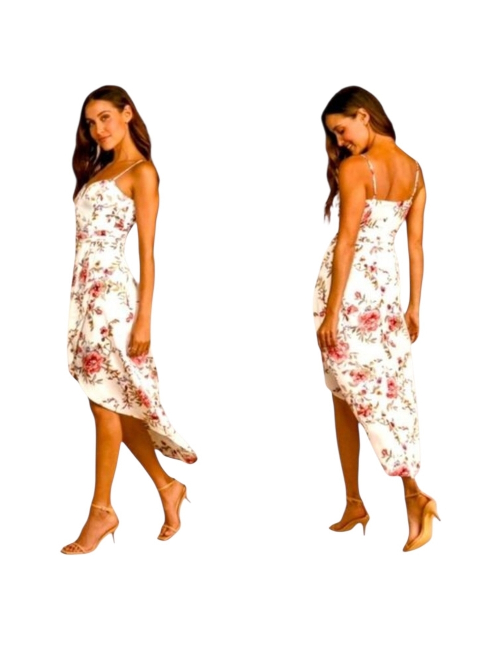 LuLu's My Favorite Day Ivory Floral Print Tulip 🌷 Skirt Midi Dress - Picture 8 of 13